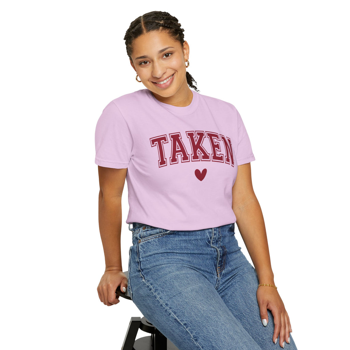 Taken - Varsity - Comfort Colors | Trendy Women's T-Shirt. Direct to Garment. Printed & Shipped in the USA. Unisex Sizes.