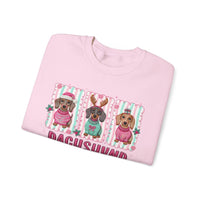 Dachshund Through the Snow – Gildan Heavy Blend | Trendy Women’s Soft Sweatshirt. Direct to Garment. Printed & Shipped in the USA. Unisex Sizes.
