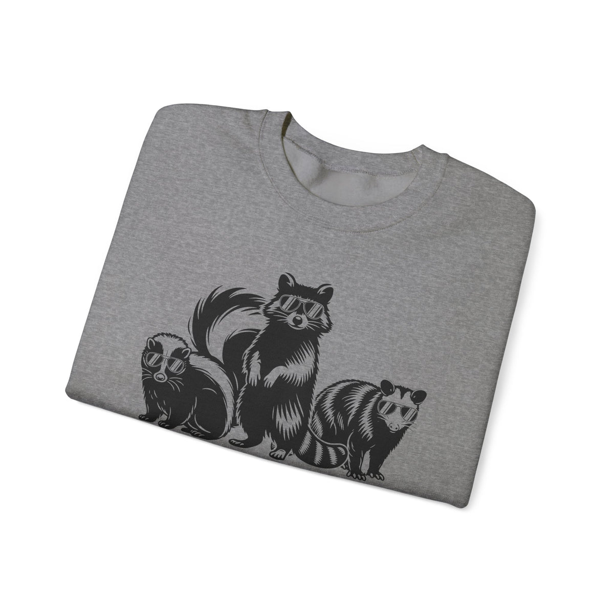 Stay Trashy, Skunk Raccoon Possum – Gildan Heavy Blend | Trendy Women’s and Men's Soft Sweatshirt. Direct to Garment. Printed & Shipped in the USA. Unisex Sizes.