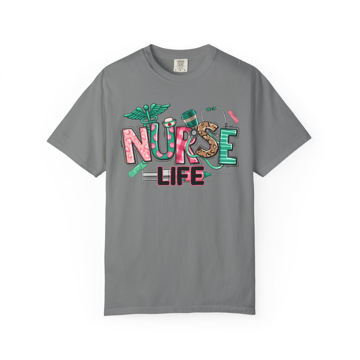 Nurse Life Cute Preppy Healthcare - Comfort Colors | Trendy Women's T-Shirt. Direct to Garment. Printed & Shipped in the USA. Unisex Sizes.