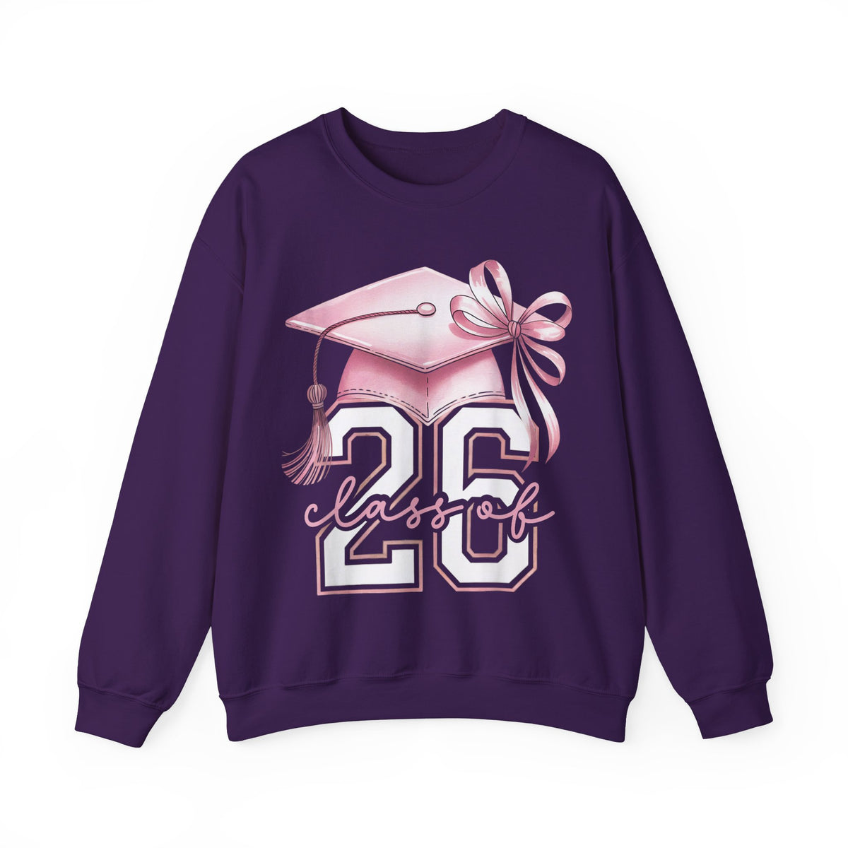 Pink Coquette, Class of 2026 Graduation Cap – Gildan Heavy Blend | Trendy Women’s Soft Sweatshirt. Direct to Garment. Printed & Shipped in the USA. Unisex Sizes.