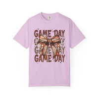 Game Day - Football Bow - Comfort Colors | Trendy Women's T-Shirt. Direct to Garment. Printed & Shipped in the USA. Unisex Sizes.