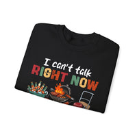 Can't Talk Right Now, Doing Hot Dad Stuff, Funny Gift For Dad – Gildan Heavy Blend | Trendy Men's Soft Sweatshirt. Direct to Garment. Printed & Shipped in the USA. Unisex Sizes.