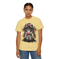 Cute Highland Cow 'Hot Mess' In Braids  - Comfort Colors | Trendy Women's T-Shirt. Direct to Garment. Printed & Shipped in the USA. Unisex Sizes.