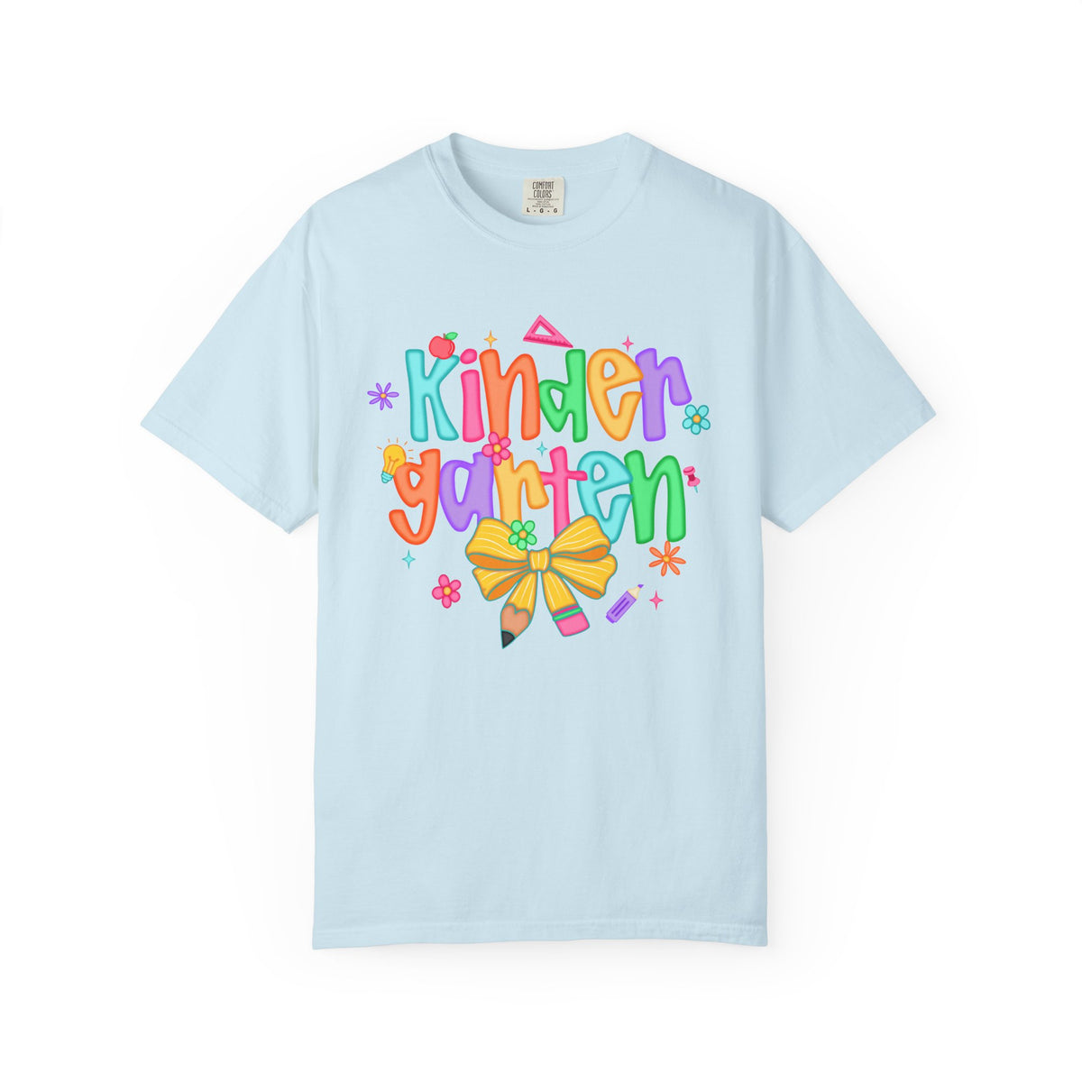 Coquette Kindergarten Pencil Bow - Comfort Colors | Trendy Women's T-Shirt. Direct to Garment. Printed & Shipped in the USA. Unisex Sizes.