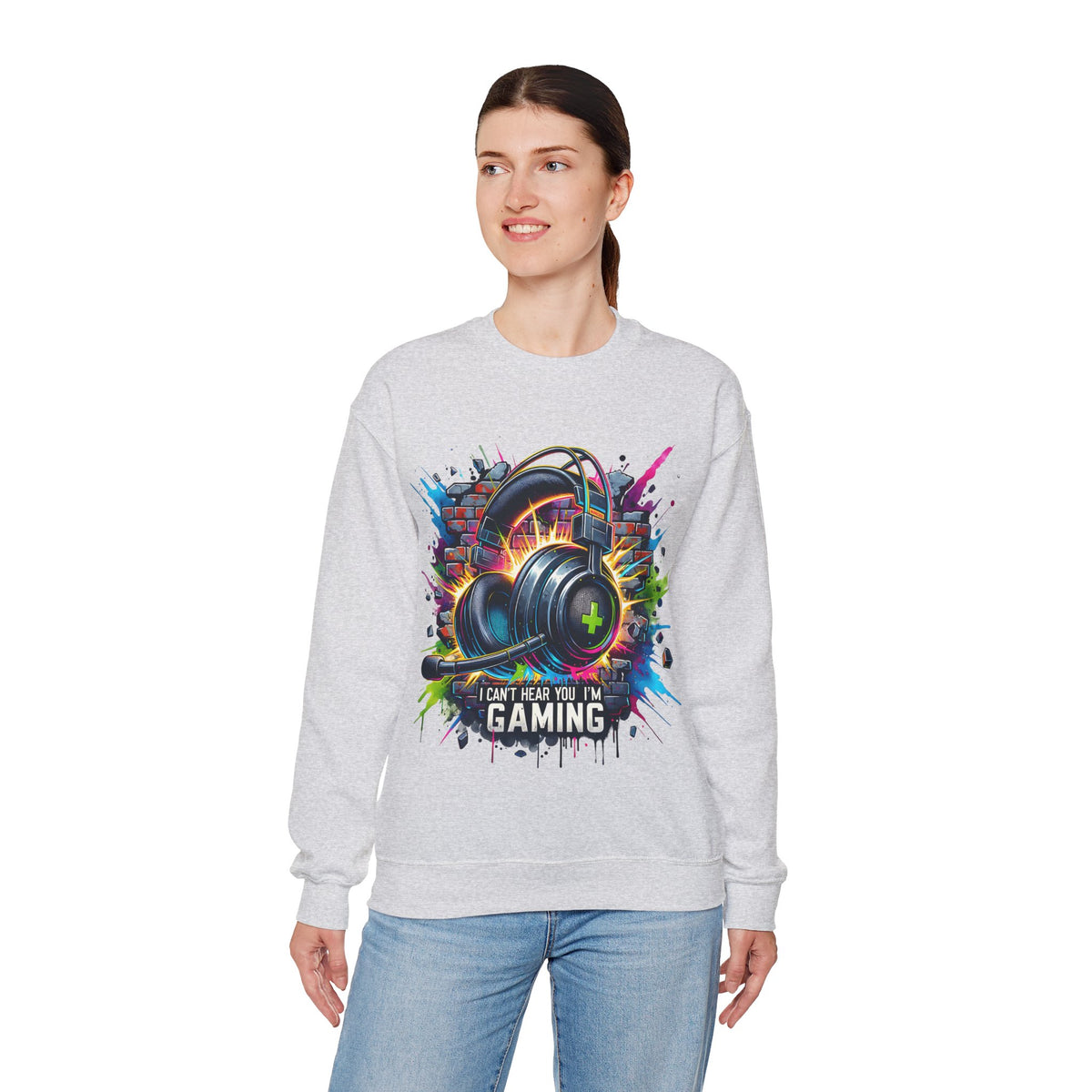 Gaming Headset I Can't Hear You, I'm Gaming – Gildan Heavy Blend | Trendy Women’s and Men's Soft Sweatshirt. Direct to Garment. Printed & Shipped in the USA. Unisex Sizes.