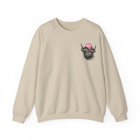 Head Heffa Highland Cow, Front & Back Print – Gildan Heavy Blend | Trendy Women’s Soft Sweatshirt. Direct to Garment. Printed & Shipped in the USA. Unisex Sizes.