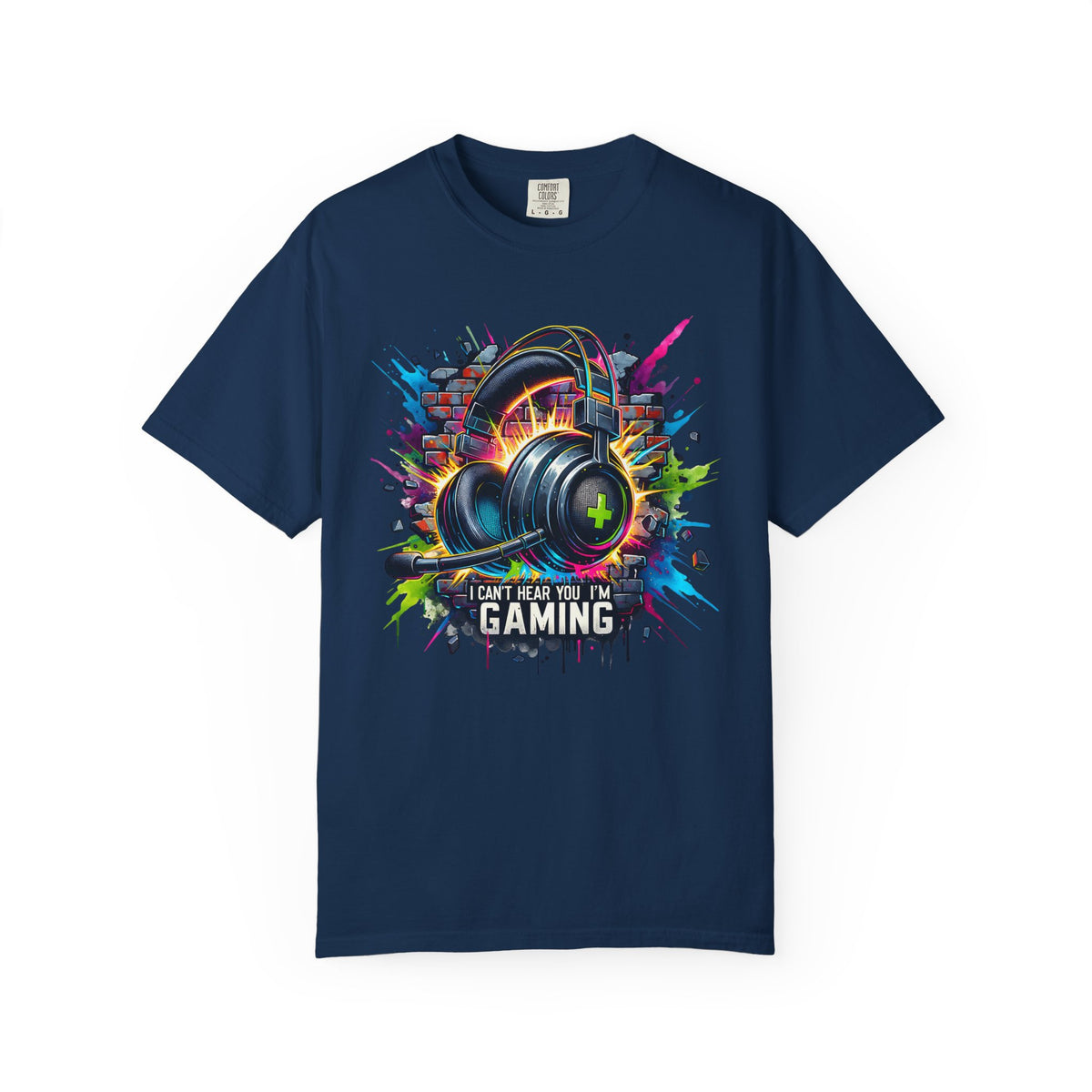 Gaming Headset I Can't Hear You, I'm Gaming - Comfort Colors | Trendy Men's And Women's T-Shirt. Direct to Garment. Printed & Shipped in the USA. Unisex Sizes.