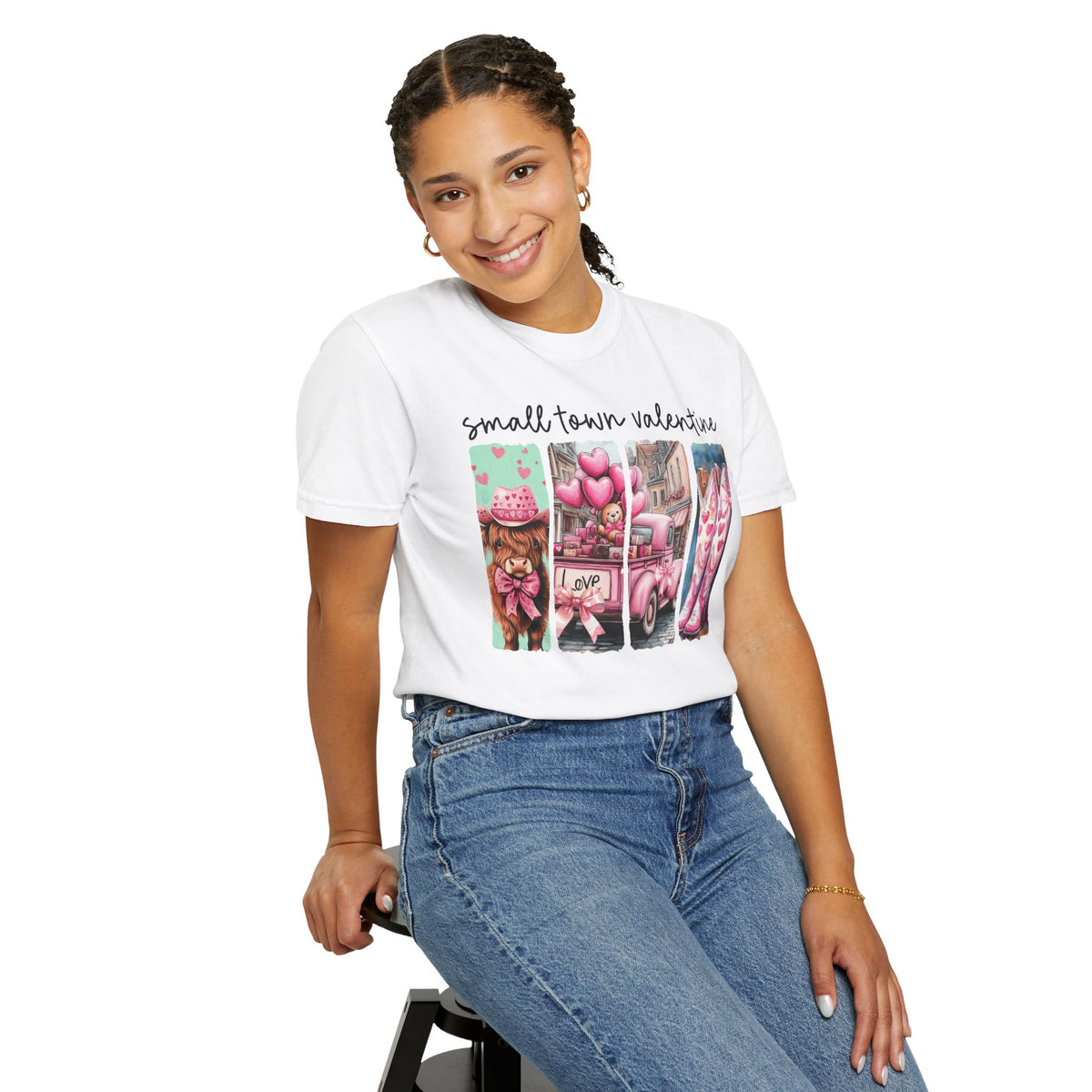 Small Town Valentine - Comfort Colors | Trendy Women's T-Shirt. Direct to Garment. Printed & Shipped in the USA. Unisex Sizes.