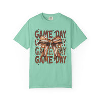 Game Day - Football Bow - Comfort Colors | Trendy Women's T-Shirt. Direct to Garment. Printed & Shipped in the USA. Unisex Sizes.
