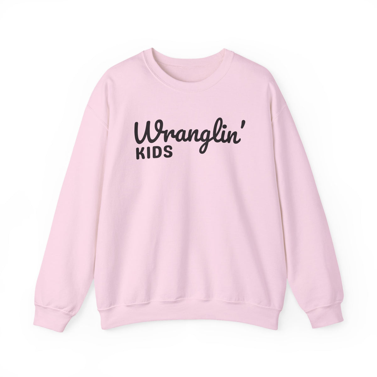 Wranglin' Kids Funny Mom Dad – Gildan Heavy Blend | Trendy Women’s and Men's Soft Sweatshirt. Direct to Garment. Printed & Shipped in the USA. Unisex Sizes.
