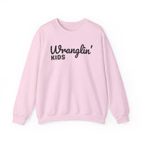 Wranglin' Kids Funny Mom Dad – Gildan Heavy Blend | Trendy Women’s and Men's Soft Sweatshirt. Direct to Garment. Printed & Shipped in the USA. Unisex Sizes.