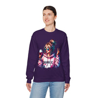 Dramatic Girl With Wine Messy Bun Peace Sign – Gildan Heavy Blend | Trendy Women’s Soft Sweatshirt. Direct to Garment. Printed & Shipped in the USA. Unisex Sizes.