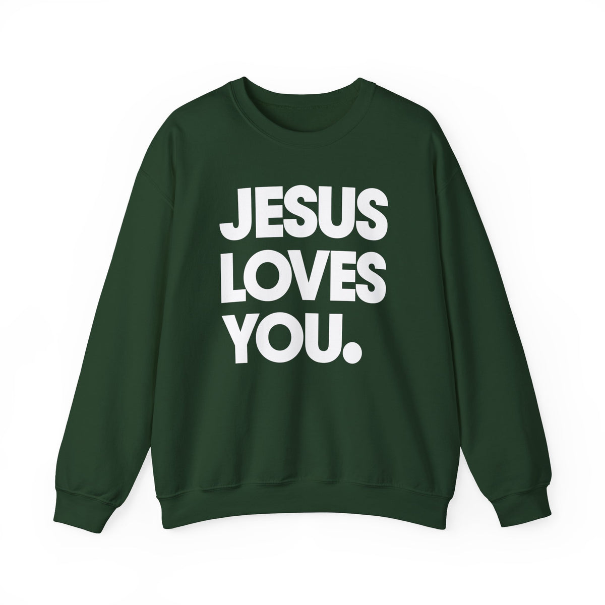 Jesus Loves You – Gildan Heavy Blend | Trendy Women’s and Men's Soft Sweatshirt. Direct to Garment. Printed & Shipped in the USA. Unisex Sizes.