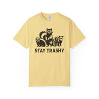 Stay Trashy, Skunk Raccoon Possum - Comfort Colors | Trendy Women's and Men's T-Shirt. Direct to Garment. Printed & Shipped in the USA. Unisex Sizes.