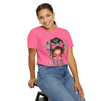 Nurse Life Messy Bun, Cute Stethoscope & Syringe - Comfort Colors | Trendy Women's T-Shirt. Direct to Garment. Printed & Shipped in the USA. Unisex Sizes.