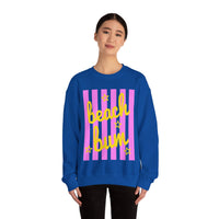 Beach Bum – Gildan Heavy Blend | Trendy Men's & Women’s Soft Sweatshirt. Direct to Garment. Printed & Shipped in the USA. Unisex Sizes.