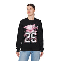 Pink Coquette, Class of 2026 Graduation Cap – Gildan Heavy Blend | Trendy Women’s Soft Sweatshirt. Direct to Garment. Printed & Shipped in the USA. Unisex Sizes.