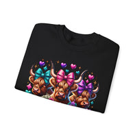 Cute Highland Cows Bingo Squad – Gildan Heavy Blend | Trendy Women’s Soft Sweatshirt. Direct to Garment. Printed & Shipped in the USA. Unisex Sizes.