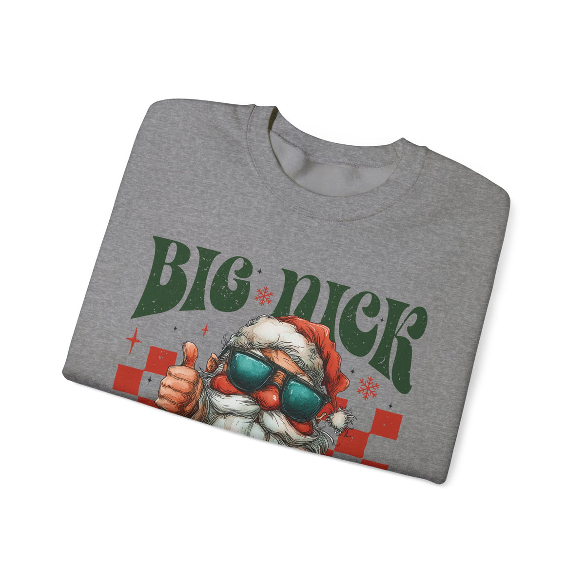 Big Nick Energy - Retro Santa Thumbs Up – Gildan Heavy Blend | Trendy Men's and Women’s Soft Sweatshirt. Direct to Garment. Printed & Shipped in the USA. Unisex Sizes.