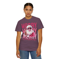 Pink Merry Christmas Bubblegum Santa - Comfort Colors | Trendy Women's T-Shirt. Direct to Garment. Printed & Shipped in the USA. Unisex Sizes.