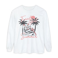 Feral Girl Summer, Possum on a Beach - Comfort Colors | Trendy Women's Long Sleeve T-Shirt. Direct to Garment. Printed & Shipped in the USA. Unisex Sizes.