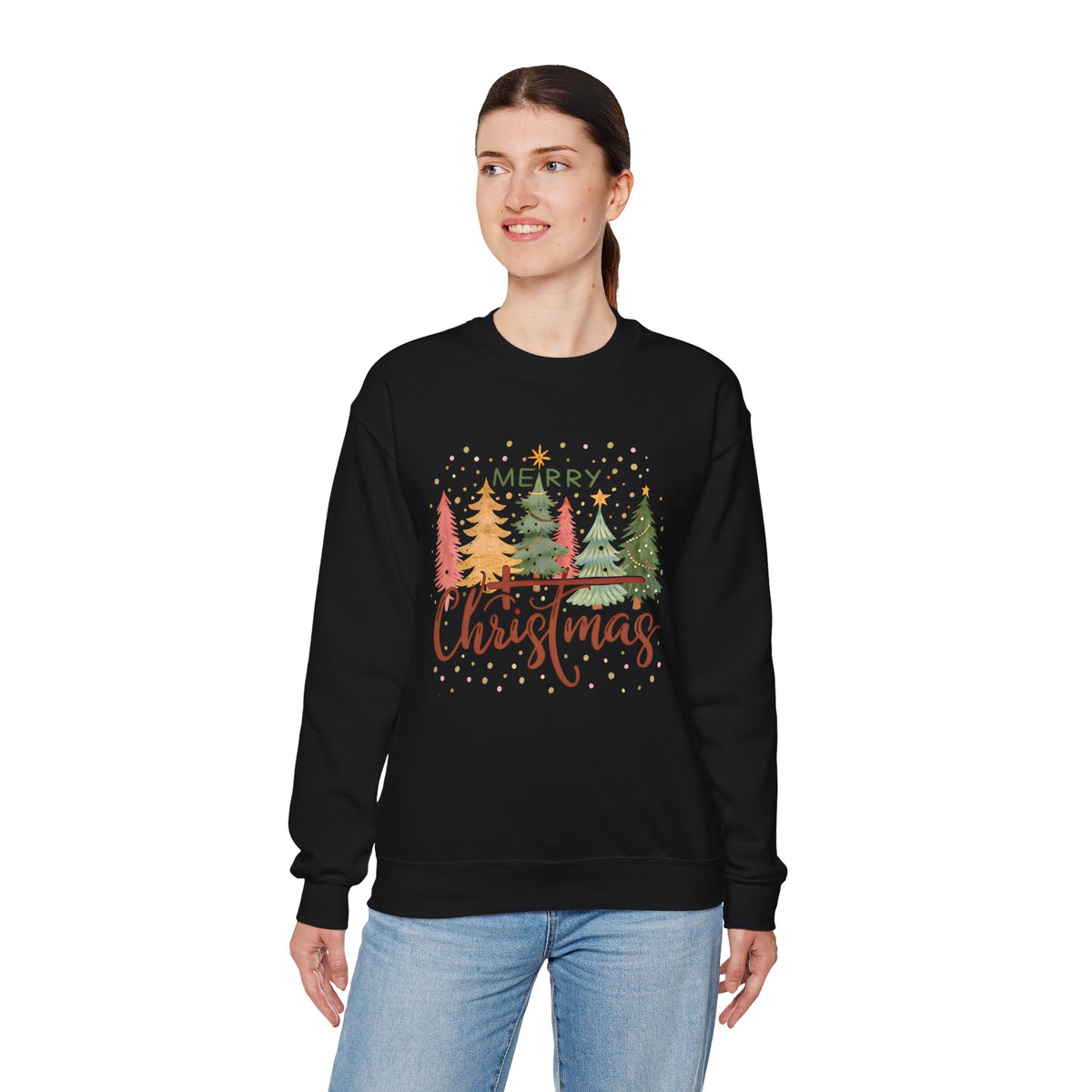 Merry ChrisTmas - Christian Faith – Gildan Heavy Blend | Trendy Women’s Soft Sweatshirt. Direct to Garment. Printed & Shipped in the USA. Unisex Sizes.