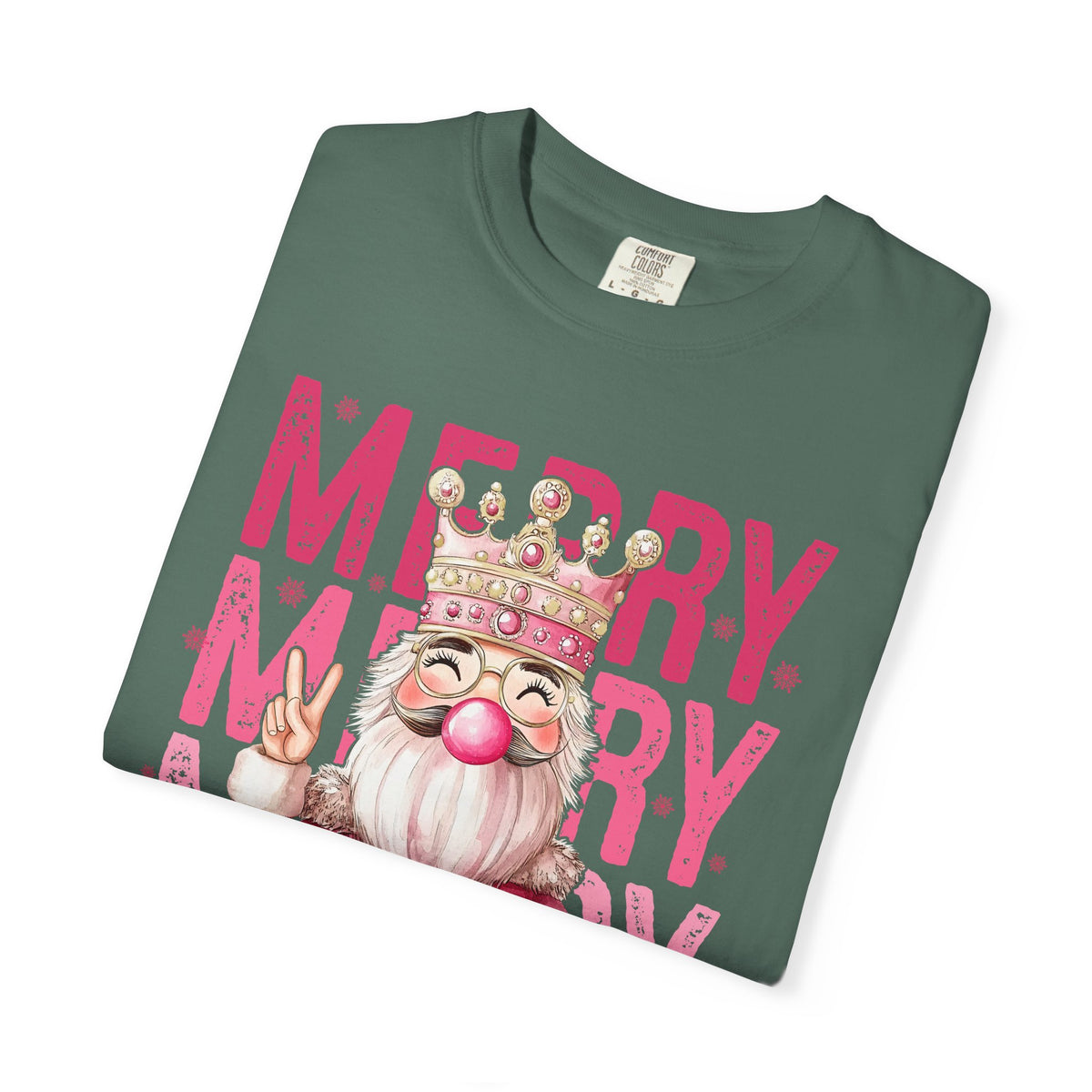 Merry Christmas — Cute Pink Bubblegum Nutcracker  - Comfort Colors | Trendy Women's T-Shirt. Direct to Garment. Printed & Shipped in the USA. Unisex Sizes.