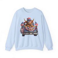 Patriotic Highland, America's 250th Birthday – Gildan Heavy Blend | Trendy Women’s and Men's Soft Sweatshirt. Direct to Garment. Printed & Shipped in the USA. Unisex Sizes.