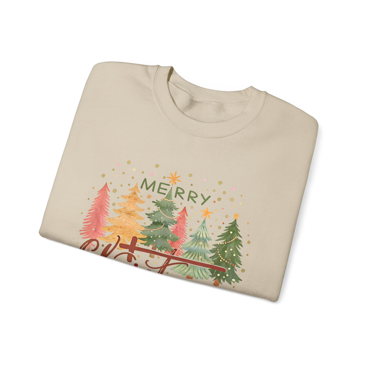 Merry ChrisTmas - Christian Faith – Gildan Heavy Blend | Trendy Women’s Soft Sweatshirt. Direct to Garment. Printed & Shipped in the USA. Unisex Sizes.