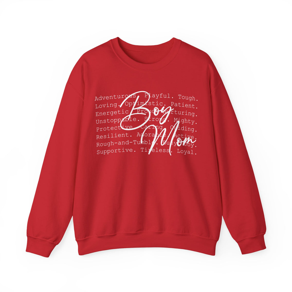 Boy Mom Typography – Gildan Heavy Blend | Trendy Women’s Soft Sweatshirt. Direct to Garment. Printed & Shipped in the USA. Unisex Sizes.