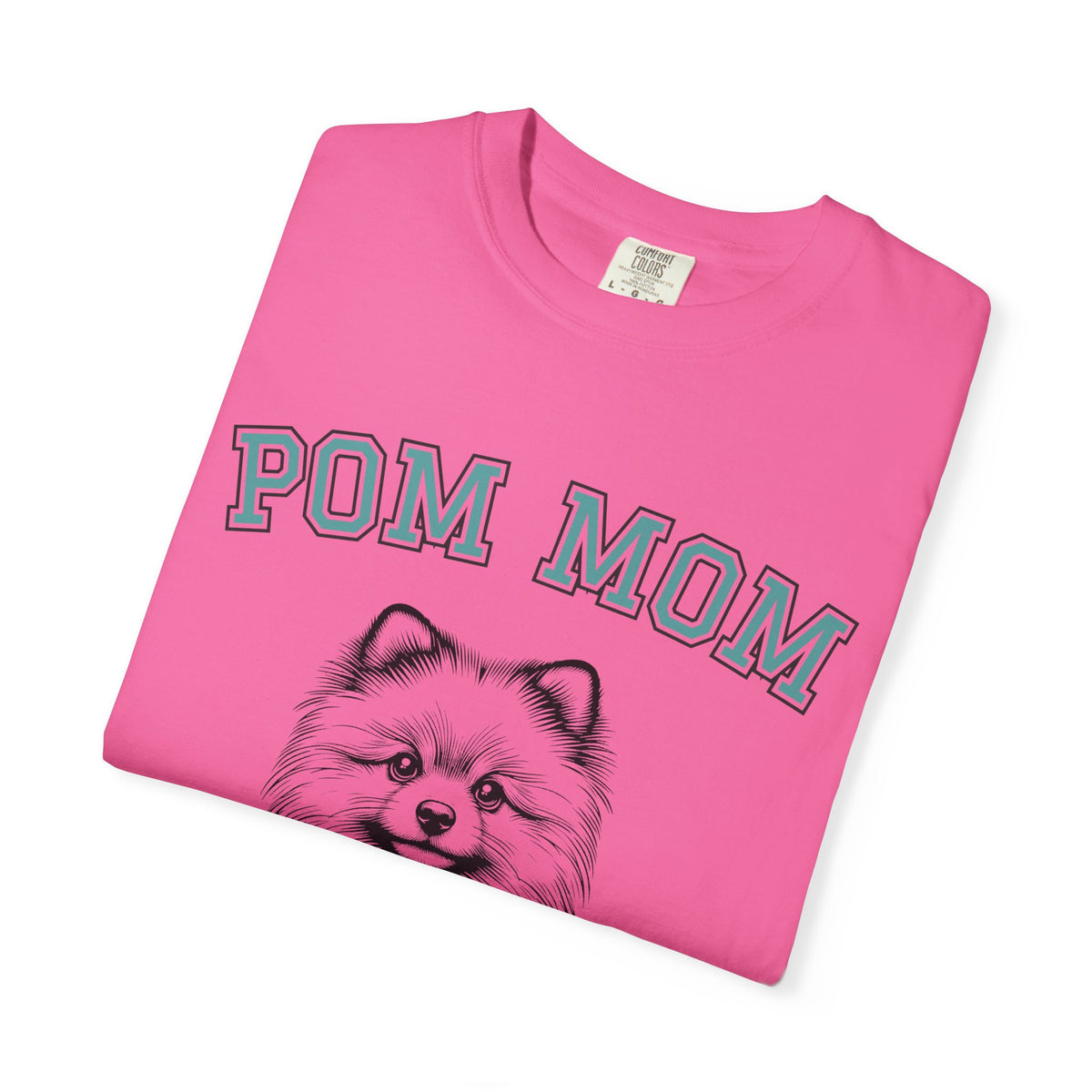 Pom Mom, Varsity - Comfort Colors | Trendy Women's T-Shirt. Direct to Garment. Printed & Shipped in the USA. Unisex Sizes.