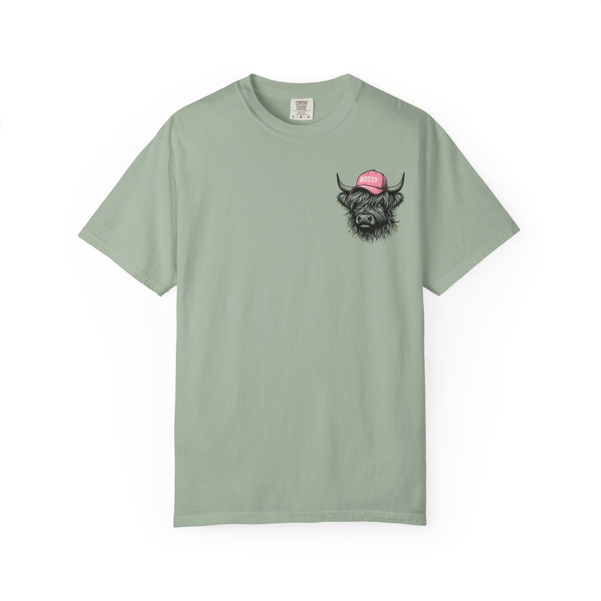 Head Heffa Highland Cow, Front & Back Print - Comfort Colors | Trendy Women's T-Shirt. Direct to Garment. Printed & Shipped in the USA. Unisex Sizes.