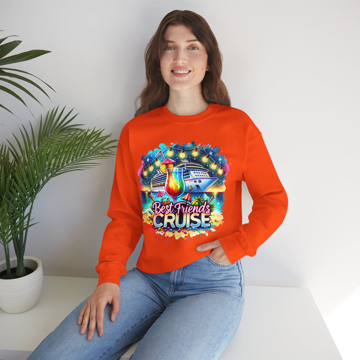 Best Friends Cruise – Gildan Heavy Blend | Trendy Women’s Soft Sweatshirt. Direct to Garment. Printed & Shipped in the USA. Unisex Sizes.