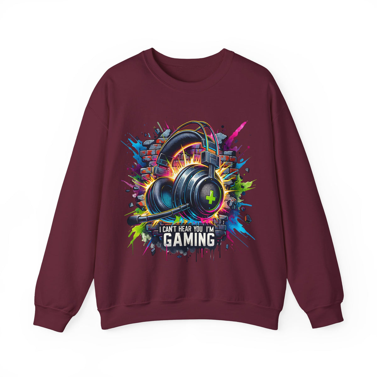 Gaming Headset I Can't Hear You, I'm Gaming – Gildan Heavy Blend | Trendy Women’s and Men's Soft Sweatshirt. Direct to Garment. Printed & Shipped in the USA. Unisex Sizes.