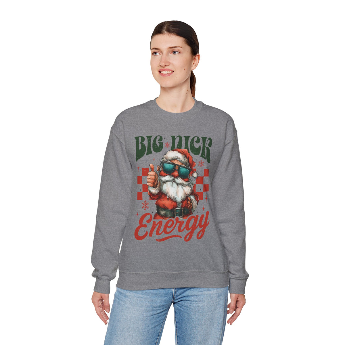 Big Nick Energy - Retro Santa Thumbs Up – Gildan Heavy Blend | Trendy Men's and Women’s Soft Sweatshirt. Direct to Garment. Printed & Shipped in the USA. Unisex Sizes.