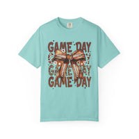 Game Day - Football Bow - Comfort Colors | Trendy Women's T-Shirt. Direct to Garment. Printed & Shipped in the USA. Unisex Sizes.