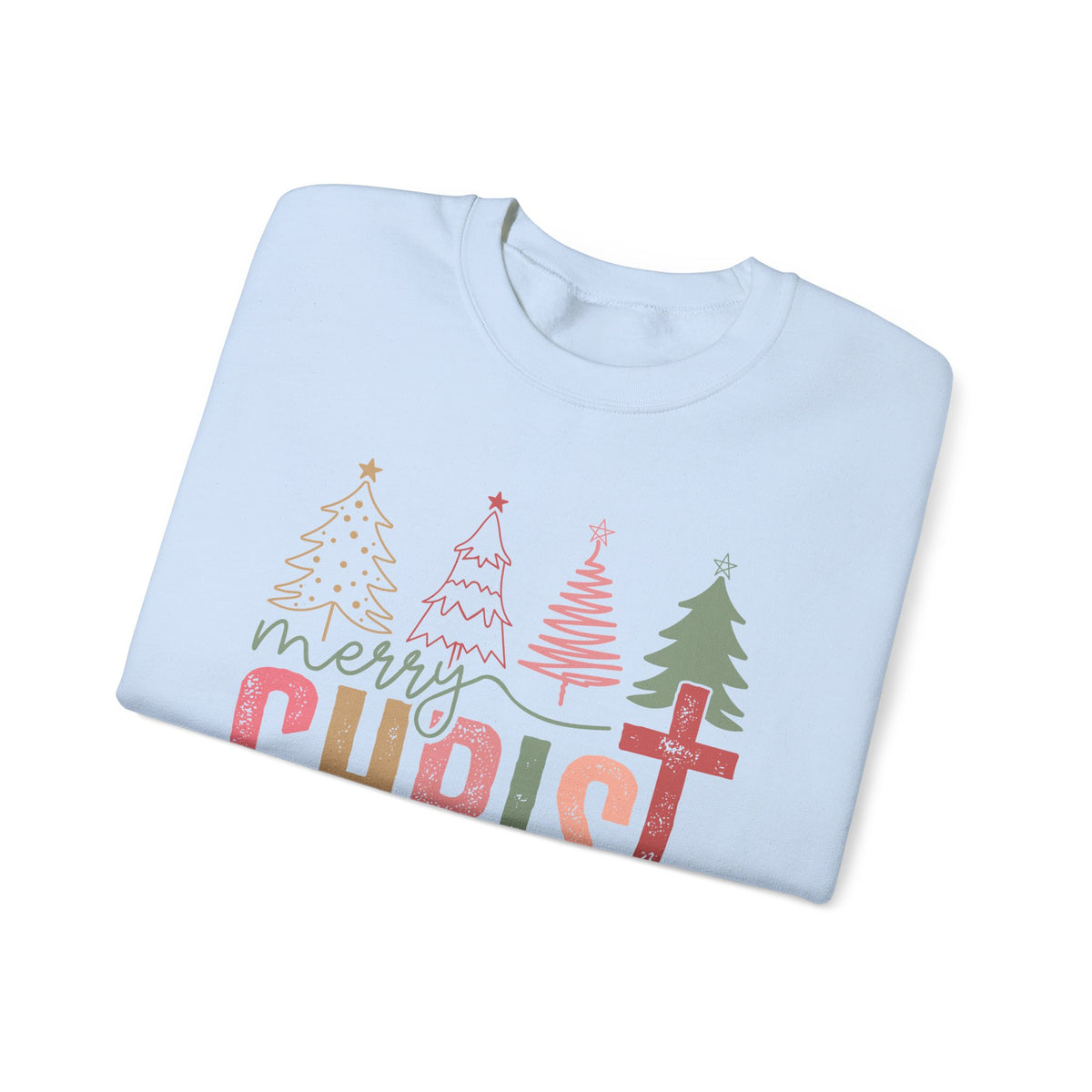 Merry ChrisTmas Christian Faith Graphic – Gildan Heavy Blend | Trendy Women’s Soft Sweatshirt. Direct to Garment. Printed & Shipped in the USA. Unisex Sizes.