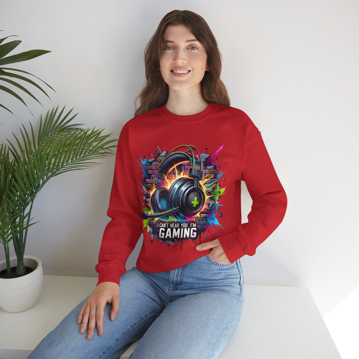 Gaming Headset I Can't Hear You, I'm Gaming – Gildan Heavy Blend | Trendy Women’s and Men's Soft Sweatshirt. Direct to Garment. Printed & Shipped in the USA. Unisex Sizes.