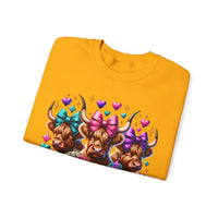 Cute Highland Cows Bingo Squad – Gildan Heavy Blend | Trendy Women’s Soft Sweatshirt. Direct to Garment. Printed & Shipped in the USA. Unisex Sizes.