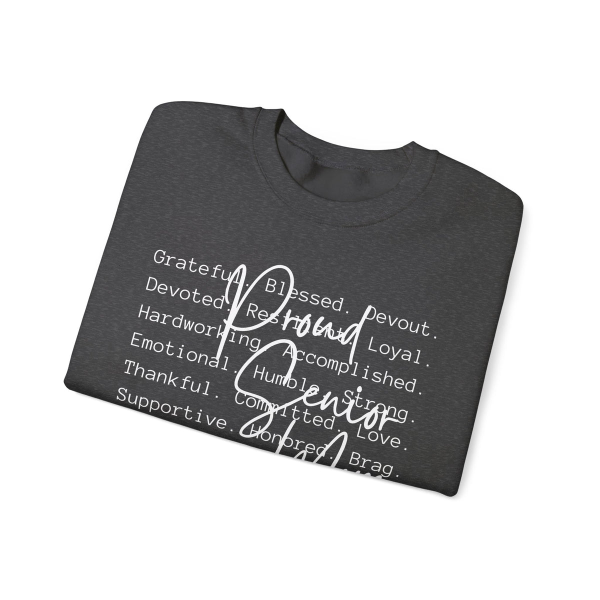 Proud Senior Mom, Description – Gildan Heavy Blend | Trendy Women’s Soft Sweatshirt. Direct to Garment. Printed & Shipped in the USA. Unisex Sizes.