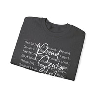 Proud Senior Mom, Description – Gildan Heavy Blend | Trendy Women’s Soft Sweatshirt. Direct to Garment. Printed & Shipped in the USA. Unisex Sizes.