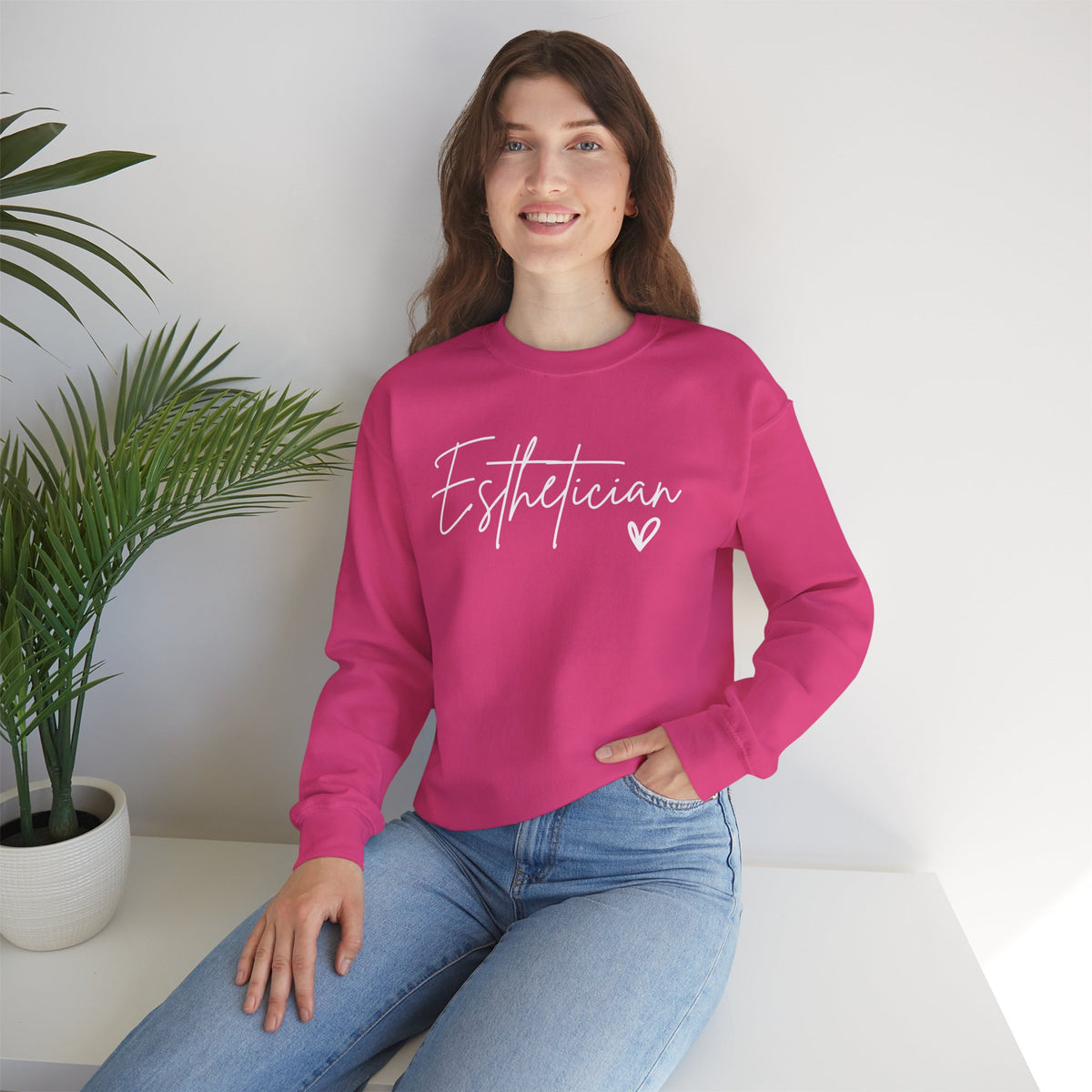 Esthetician Script, Perfect Gift for Your Botox Magician – Gildan Heavy Blend | Trendy Women’s Soft Sweatshirt. Direct to Garment. Printed & Shipped in the USA. Unisex Sizes.