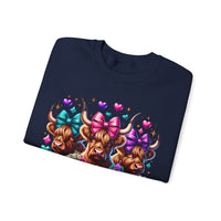 Cute Highland Cows Bingo Squad – Gildan Heavy Blend | Trendy Women’s Soft Sweatshirt. Direct to Garment. Printed & Shipped in the USA. Unisex Sizes.
