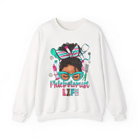 Phlebotomist Life, Messy Bun – Gildan Heavy Blend | Trendy Women’s Soft Sweatshirt. Direct to Garment. Printed & Shipped in the USA. Unisex Sizes.