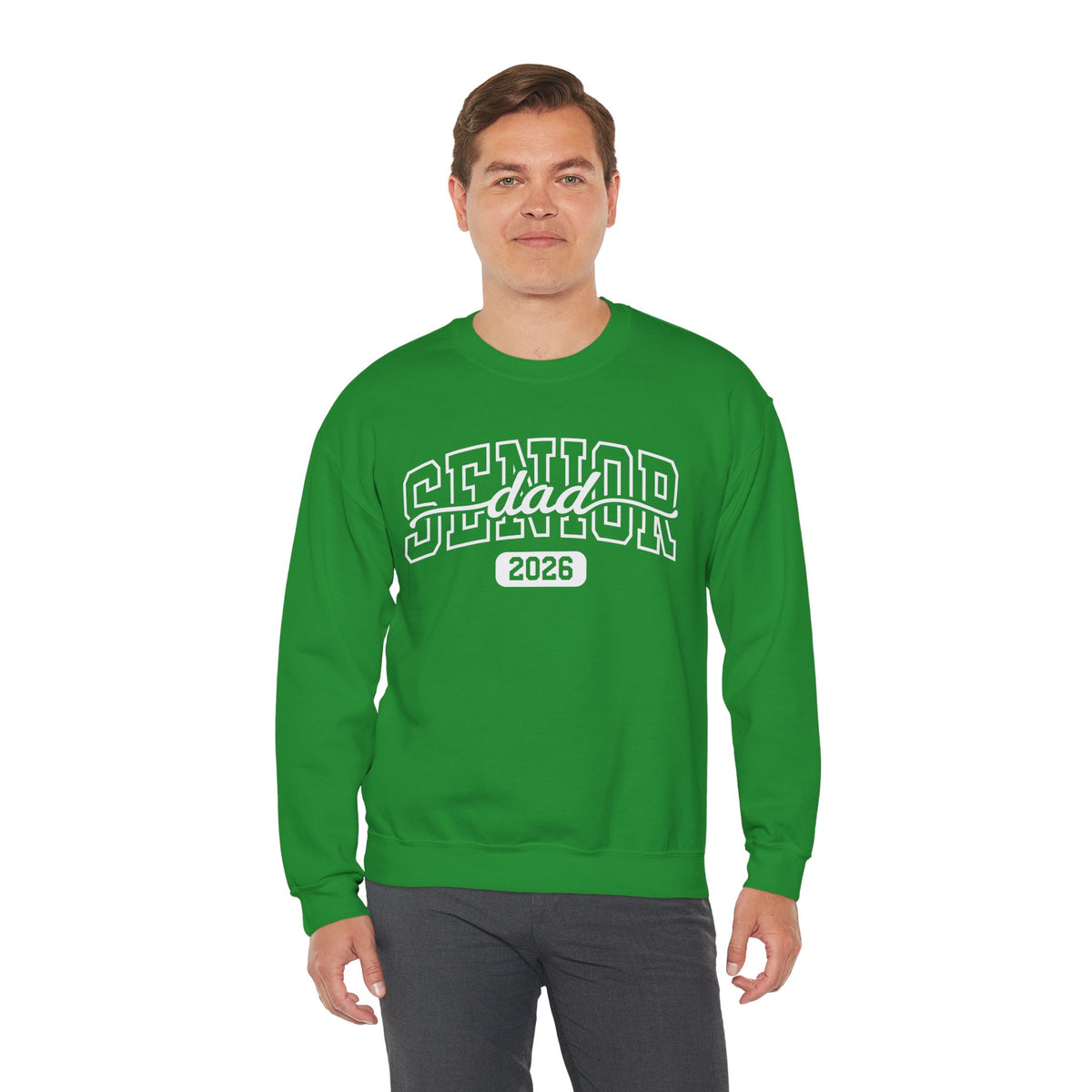 Senior Dad 2026 – Gildan Heavy Blend | Trendy Men's Soft Sweatshirt. Direct to Garment. Printed & Shipped in the USA. Unisex Sizes.