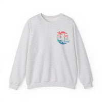 Sun Salt Sand, Beach Sunset - Front & Back Print – Gildan Heavy Blend | Trendy Women’s and Men's Soft Sweatshirt. Direct to Garment. Printed & Shipped in the USA. Unisex Sizes.