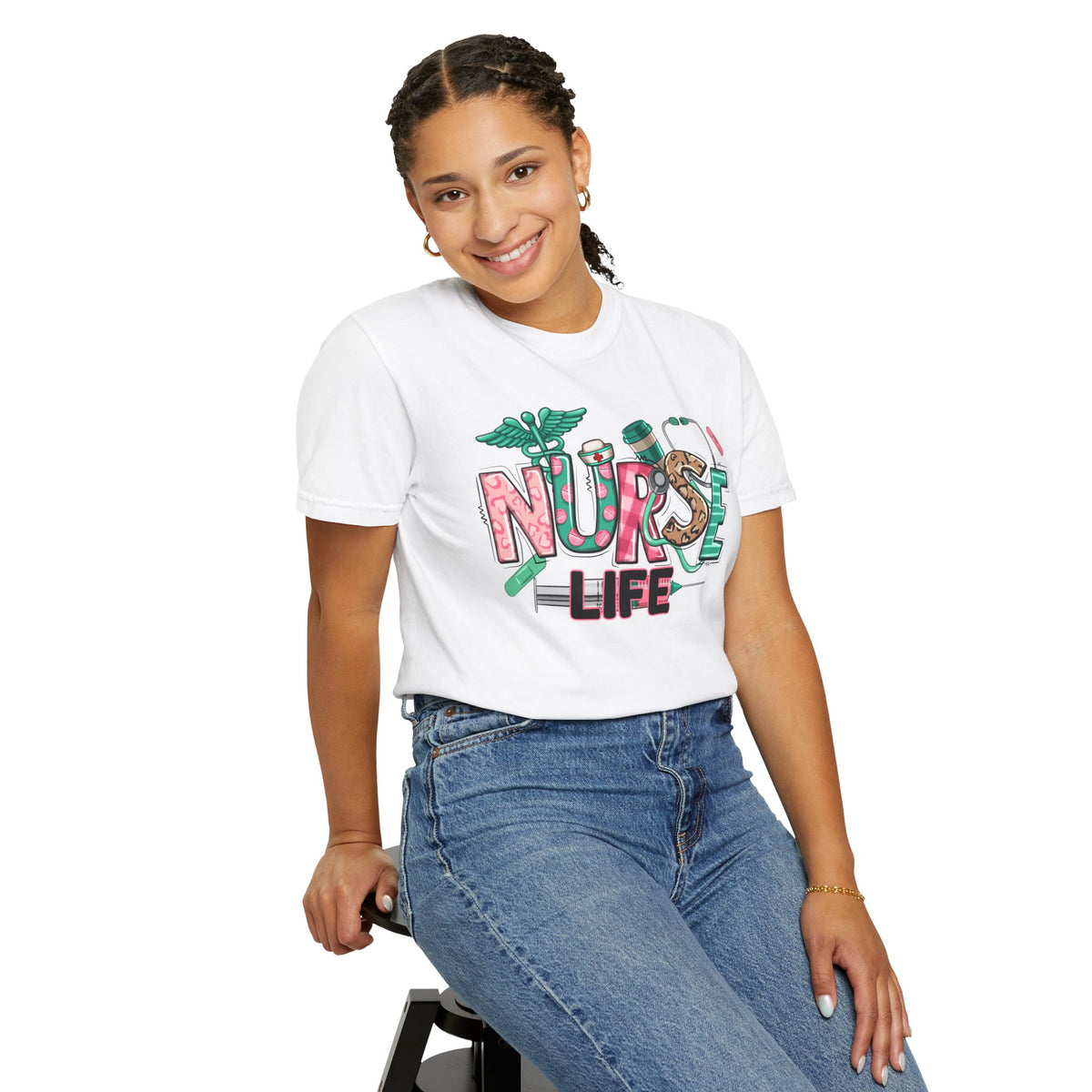 Nurse Life Cute Preppy Healthcare - Comfort Colors | Trendy Women's T-Shirt. Direct to Garment. Printed & Shipped in the USA. Unisex Sizes.
