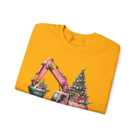 Excavator Merry Christmas Construction – Gildan Heavy Blend | Trendy Women’s Soft Sweatshirt. Direct to Garment. Printed & Shipped in the USA. Unisex Sizes.