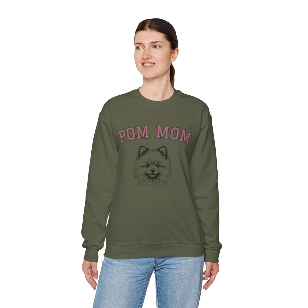 Pom Mom, Varsity – Gildan Heavy Blend | Trendy Women’s Soft Sweatshirt. Direct to Garment. Printed & Shipped in the USA. Unisex Sizes.
